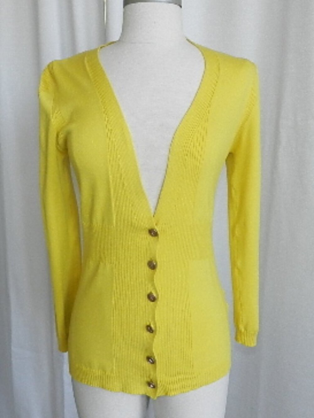 Missoni Yellow Button Front Cotton Blend Cardigan Sweater Size Italy 44 US 8